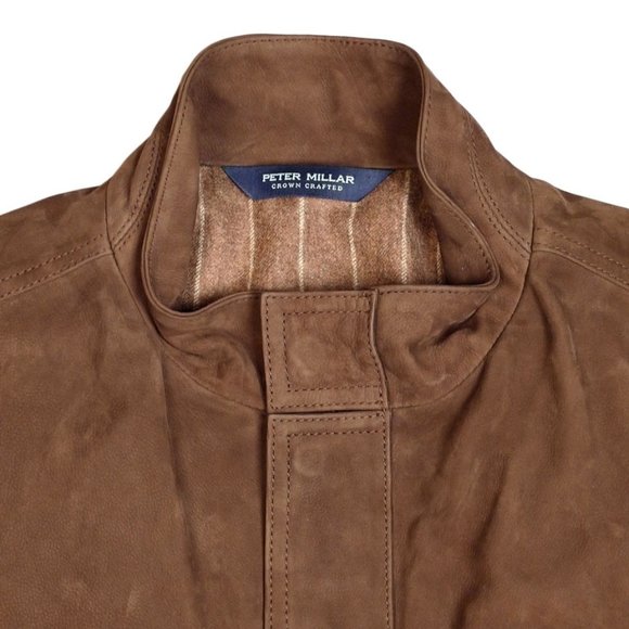 NWT Peter Millar Calfskin Crown Crafted Leather Bomber Jacket/ Large - Picture 5 of 10